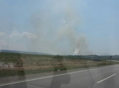 Пожар под Анапой по дороге в Гостагаевскую 