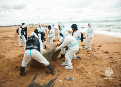 Спасатели МЧС обследовали 400 метров пляжа на Бугазской косе: мазута нет