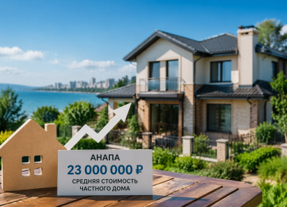 Средняя цена частных домов в Анапе достигла 23 млн рублей