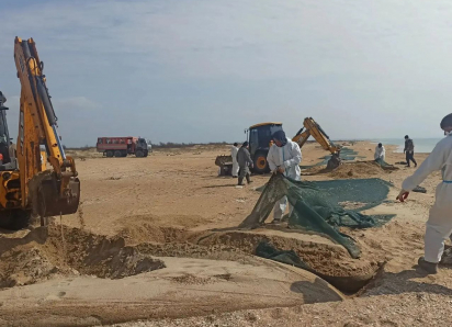 В Анапе завершают уборку защитных сетей с побережья