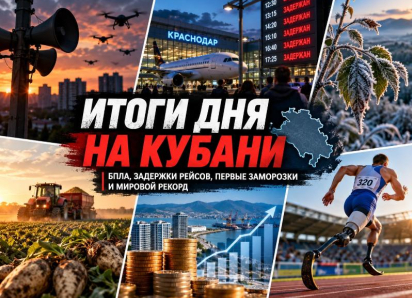 Итоги дня на Кубани: атаки БПЛА, задержки рейсов, первые заморозки и мировой рекорд