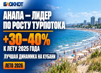 Анапа стала лидером Кубани по росту турпотока