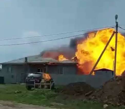 Взрыв газового баллона в Цибанобалке попал на видео