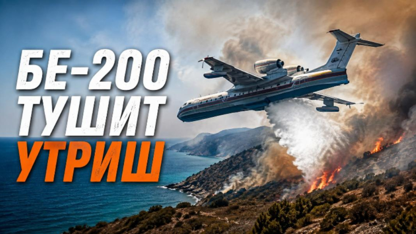 Бе-200 начал тушить Утриш: огонь прошел 70 гектаров