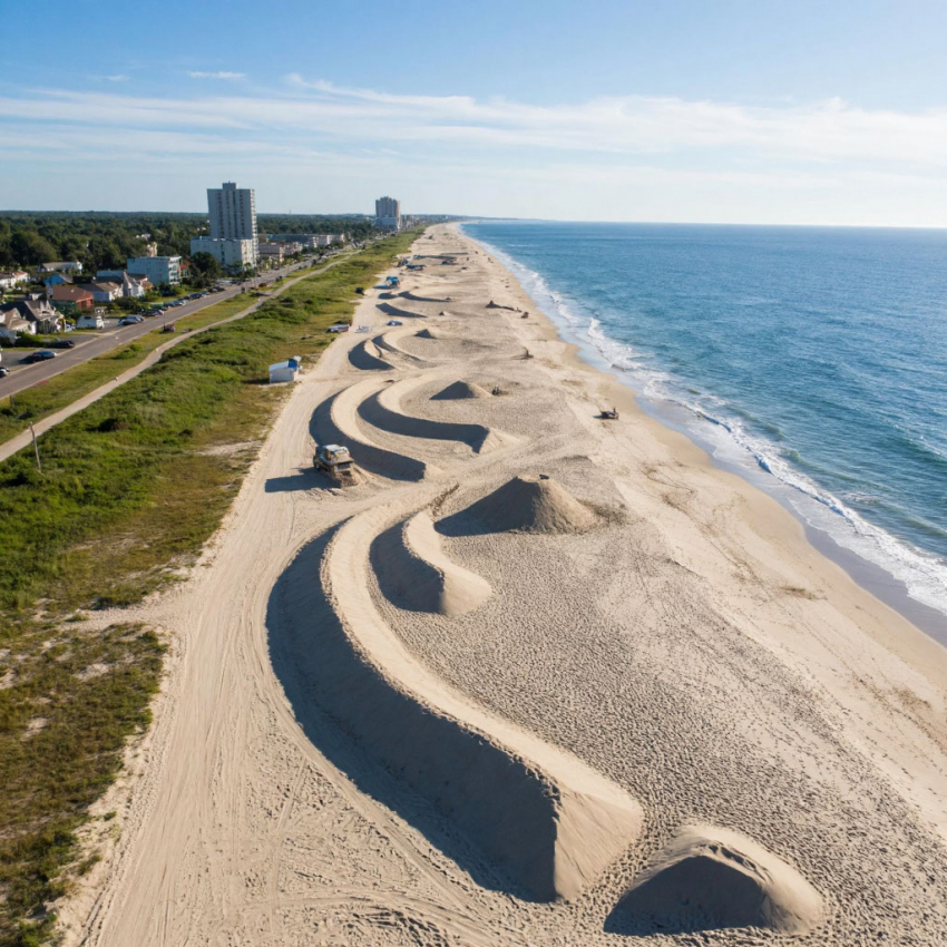 Работы на пляже в Большом Утрише под Анапой продолжаются, несмотря на предписание
