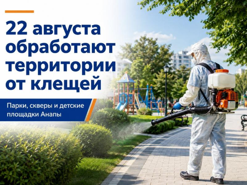 22 августа в Анапе обработают парки, скверы и детские площадки от клещей: полный список адресов