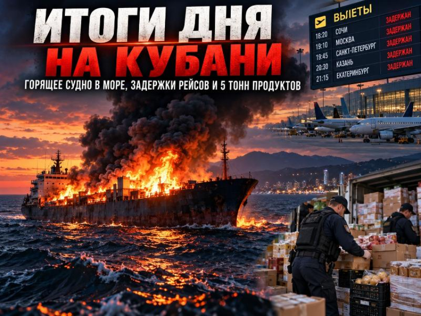 Чёрный дым над морем, 5 тонн школьной еды и десятки задержанных рейсов: итоги 6 октября на Кубани
