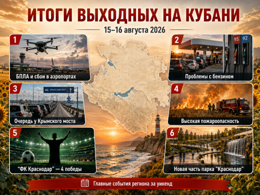 БПЛА, бензин, пробки и пожары: чем запомнились выходные на Кубани