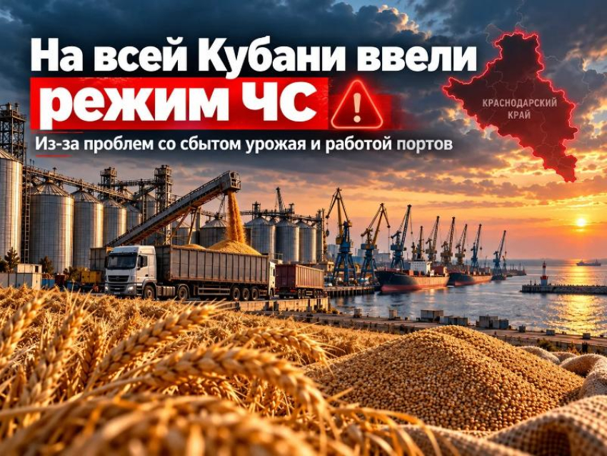 На всей Кубани ввели режим ЧС из-за проблем со сбытом урожая и работой портов