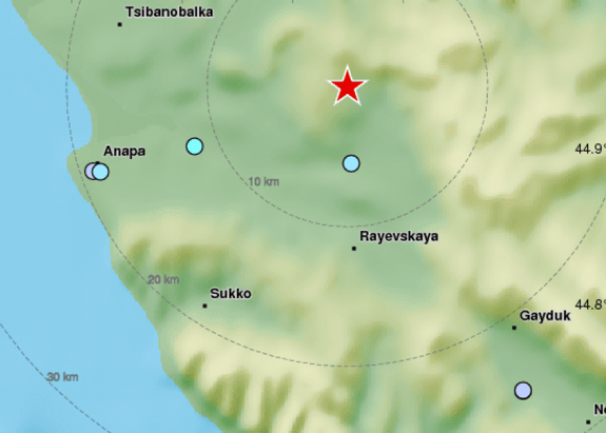 Землетрясение произошло рядом с Анапой  в 10 км. от станицы Гостагаевской