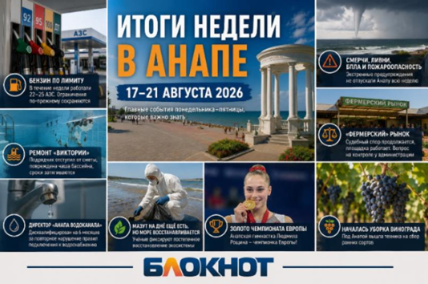 Бензин по лимиту, БПЛА, повреждённый бассейн и рынок под судом: чем Анапа прожила неделю