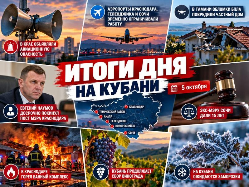 Тревоги, закрытое небо, отставка мэра Краснодара и 15 лет экс-главе Сочи: итоги дня на Кубани